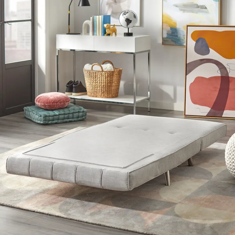 Convertible Futon Chair, Grey or White with Tapered Metal Legs