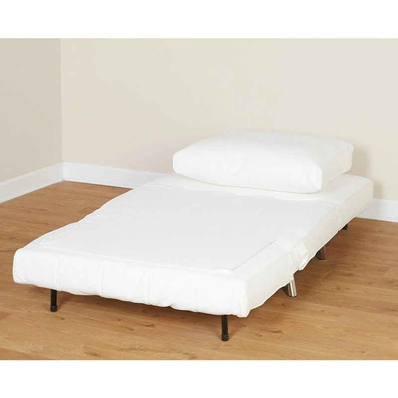 Convertible Futon Chair, Grey or White with Tapered Metal Legs