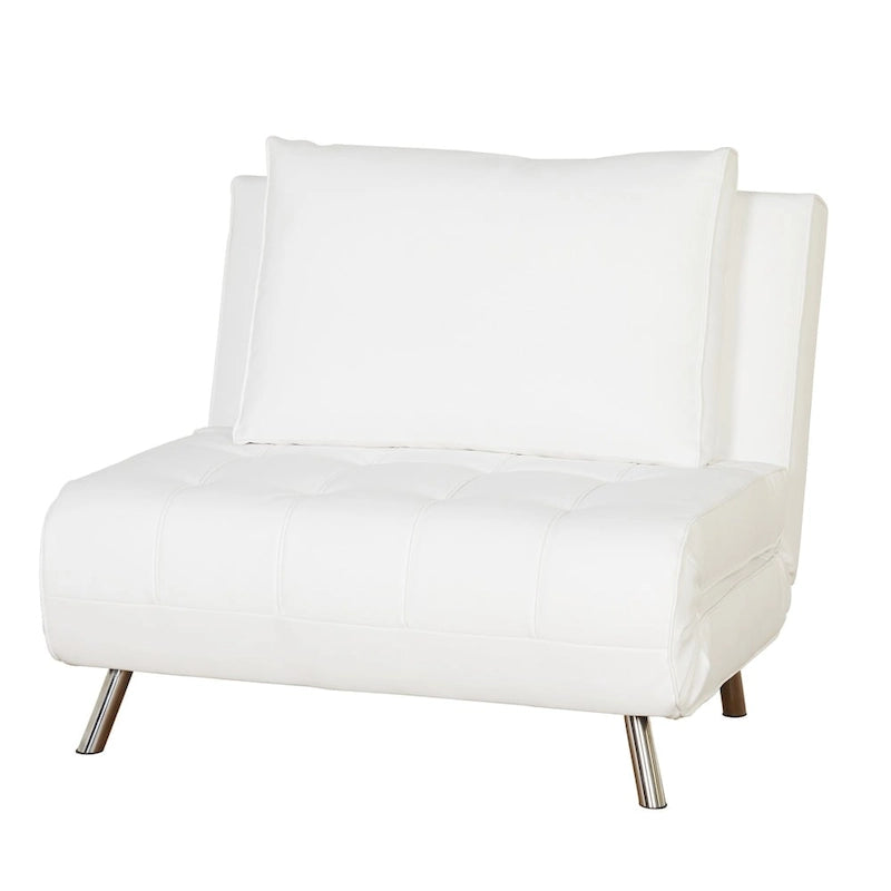 Convertible Futon Chair, Grey or White with Tapered Metal Legs