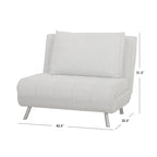 Convertible Futon Chair, Grey or White with Tapered Metal Legs