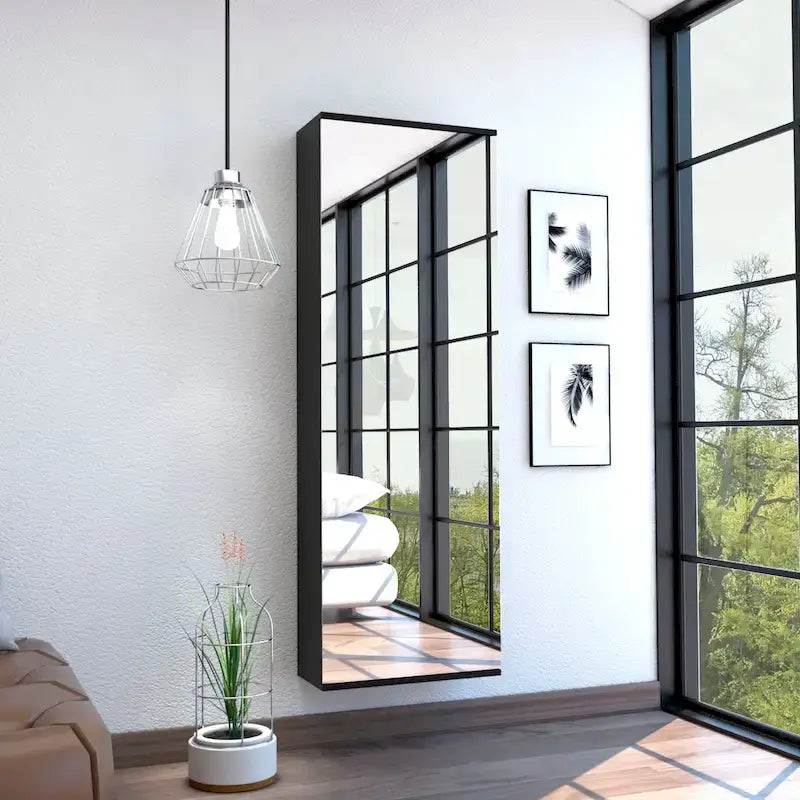 Leto Wall Mounted Shoe Rack With Mirror - N/A