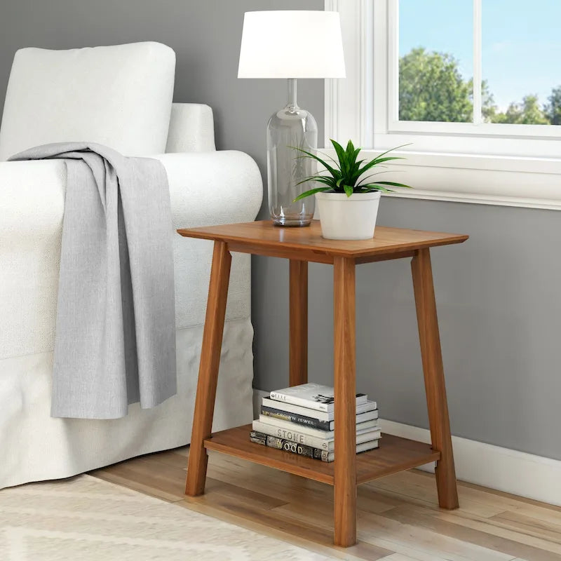 Mid-Century Modern Side Table - Wood - Angled Legs