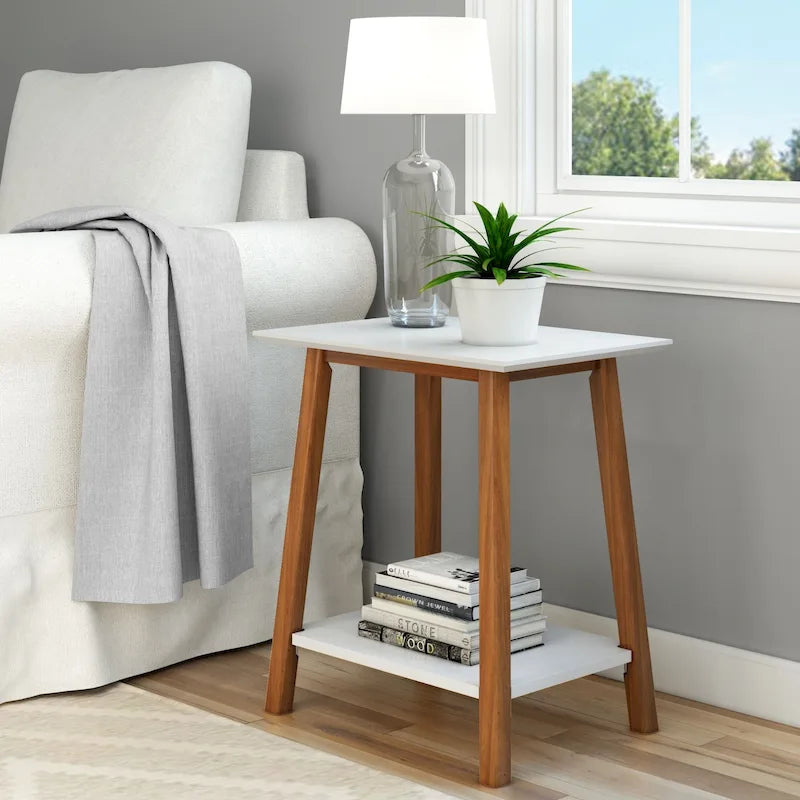 Mid-Century Modern Side Table - Wood - Angled Legs