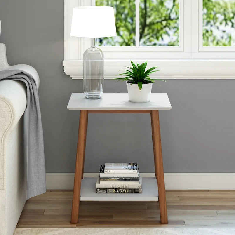 Mid-Century Modern Side Table - Wood - Angled Legs