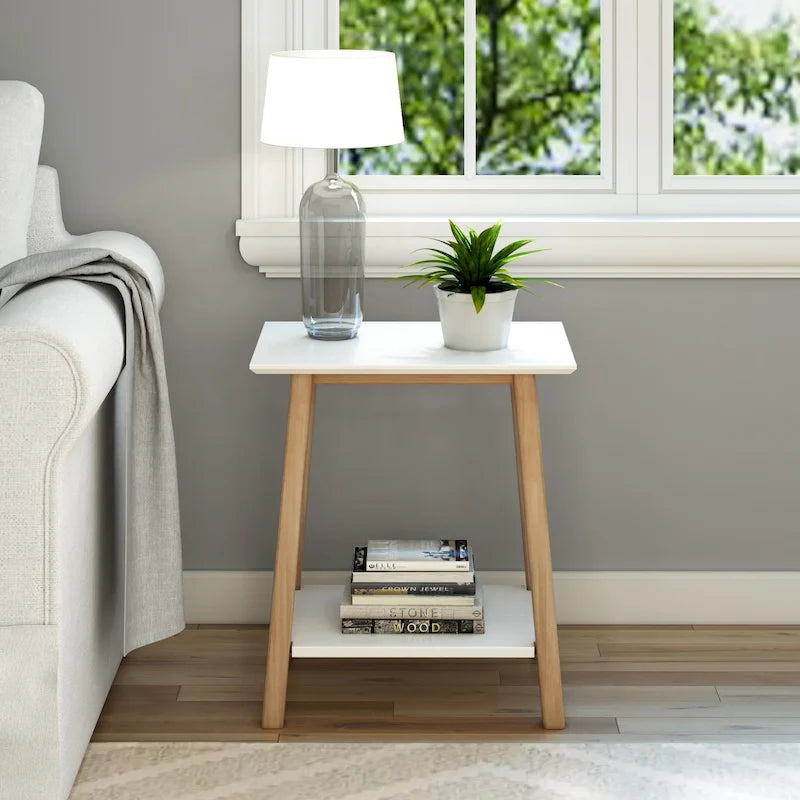 Mid-Century Modern Side Table - Wood - Angled Legs