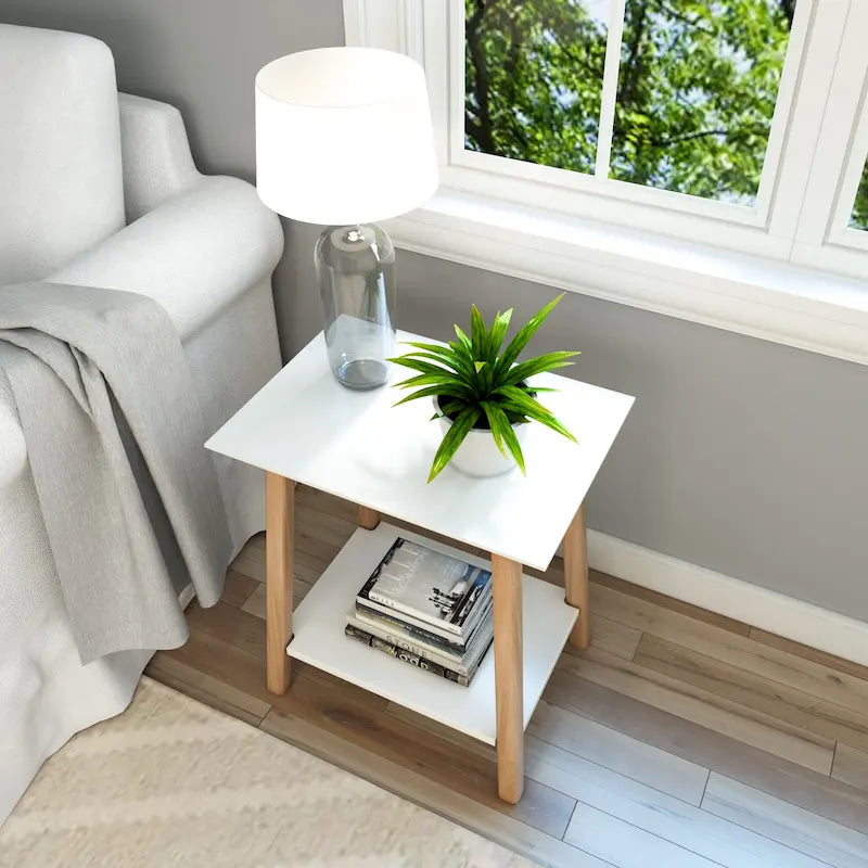 Mid-Century Modern Side Table - Wood - Angled Legs