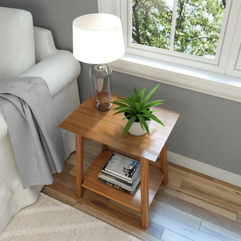 Mid-Century Modern Side Table - Wood - Angled Legs