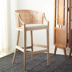 Brown Rattan Bar Stool - 30" - Cushioned Seat