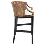 Brown Rattan Bar Stool - 30" - Cushioned Seat