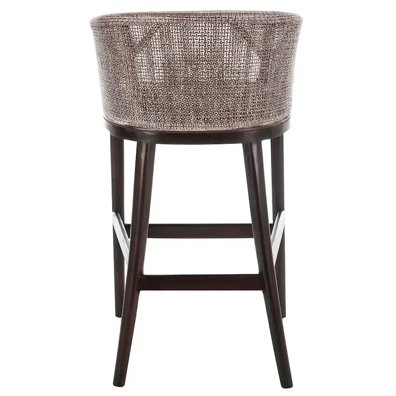Brown Rattan Bar Stool - 30" - Cushioned Seat