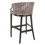 Brown Rattan Bar Stool - 30" - Cushioned Seat