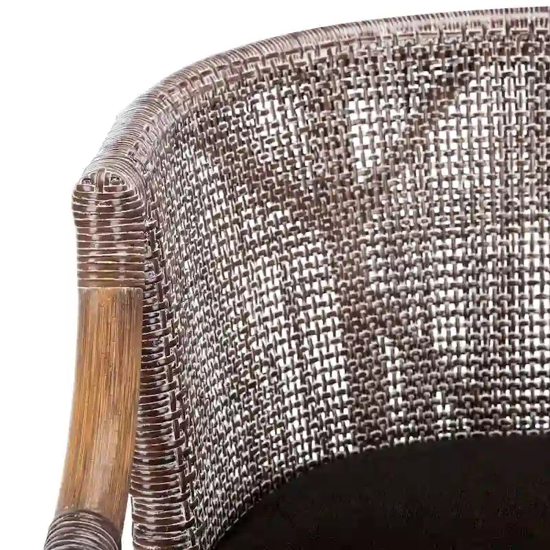 Brown Rattan Bar Stool - 30" - Cushioned Seat