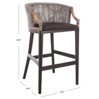 Brown Rattan Bar Stool - 30" - Cushioned Seat