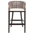 Brown Rattan Bar Stool - 30" - Cushioned Seat