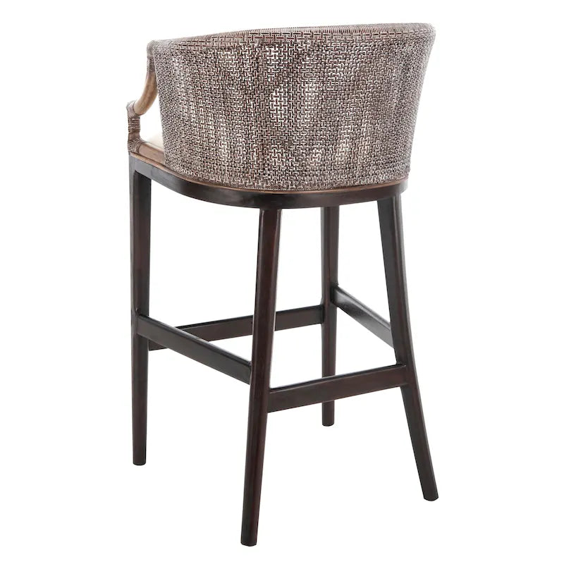 Brown Rattan Bar Stool - 30" - Cushioned Seat