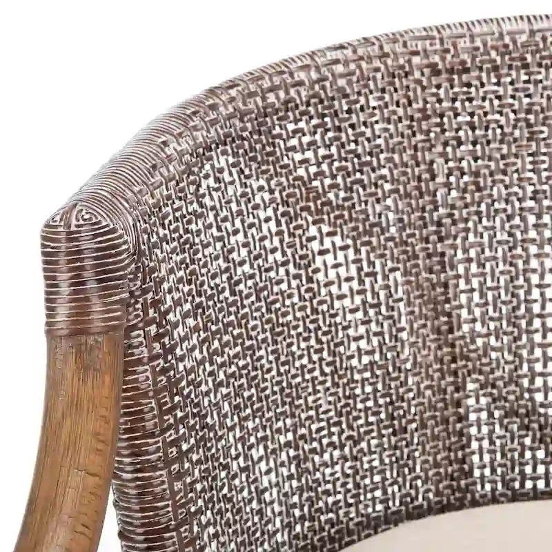 Brown Rattan Bar Stool - 30" - Cushioned Seat