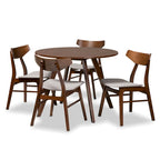 Walnut Brown Round Dining Table Set for 4