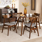 Walnut Brown Round Dining Table Set for 4