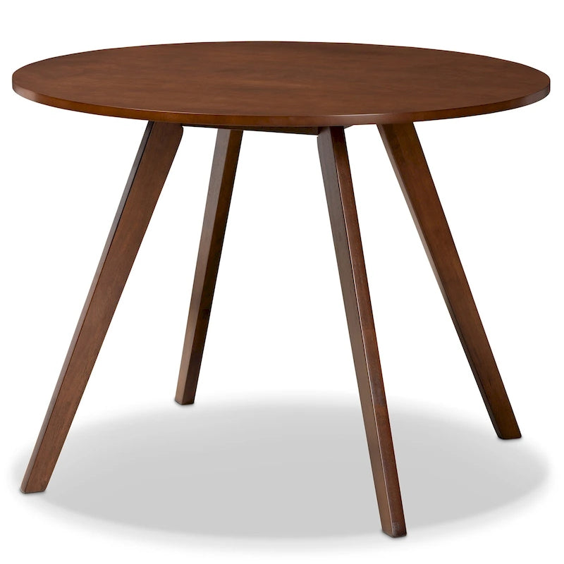 Walnut Brown Round Dining Table Set for 4