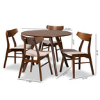 Walnut Brown Round Dining Table Set for 4