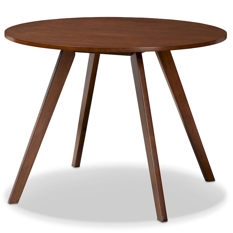 Walnut Brown Round Dining Table Set for 4