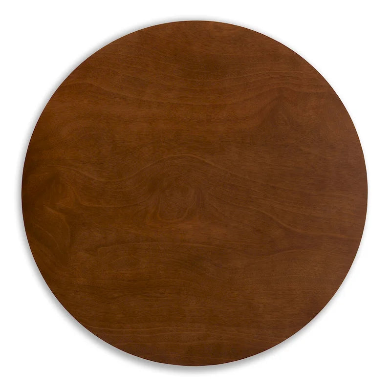 Walnut Brown Round Dining Table Set for 4