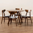 Walnut Brown Round Dining Table Set for 4