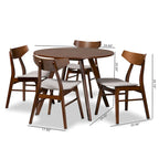 Walnut Brown Round Dining Table Set for 4