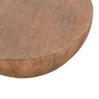 Round Drum Coffee Table, Distressed Brown, Mango Wood