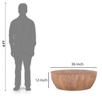Round Drum Coffee Table, Distressed Brown, Mango Wood