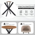 Round Dining Table Set for 4 with Sherpa Chairs, Natural Wood Grain