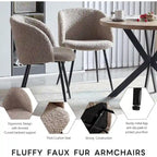 Round Dining Table Set for 4 with Sherpa Chairs, Natural Wood Grain