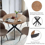 Round Dining Table Set for 4 with Sherpa Chairs, Natural Wood Grain