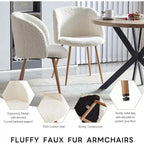 Round Dining Table Set for 4 with Sherpa Chairs, Natural Wood Grain