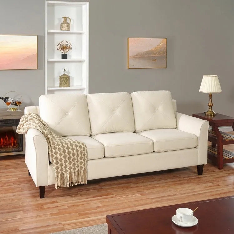 Button Tufted Microfiber Sofa - Compact - 2-3 Seat