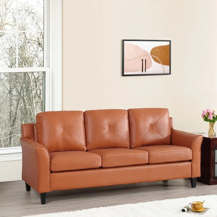 Button Tufted Microfiber Sofa - Compact - 2-3 Seat