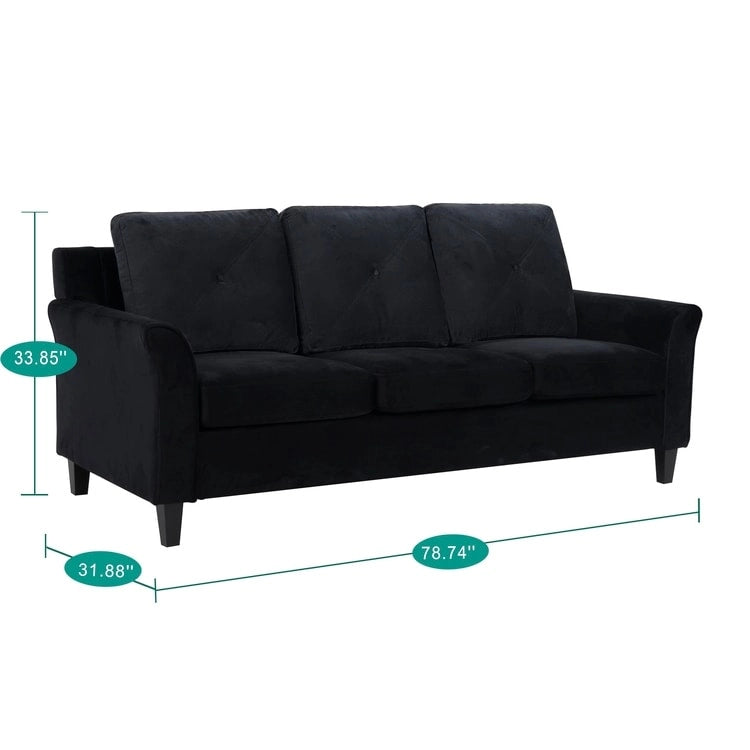 Button Tufted Microfiber Sofa - Compact - 2-3 Seat