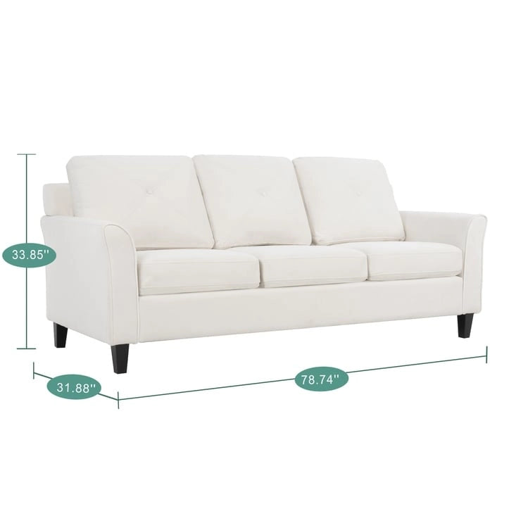 Button Tufted Microfiber Sofa - Compact - 2-3 Seat