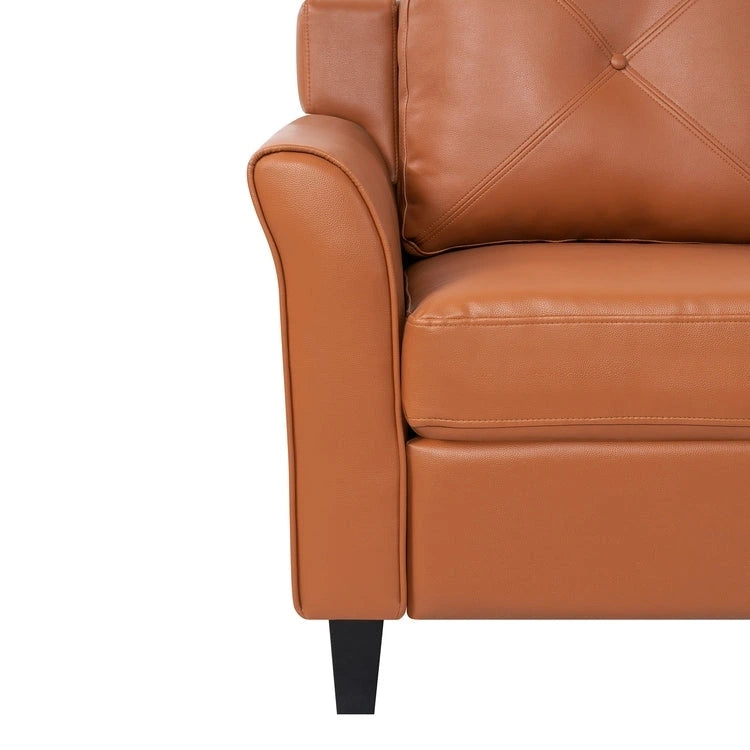 Button Tufted Microfiber Sofa - Compact - 2-3 Seat