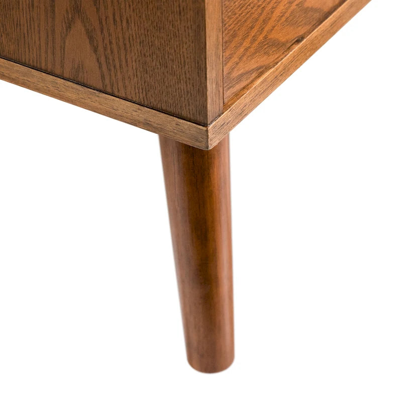 Midcentury Walnut 2-Drawer Nightstand - Wood Bedside Table