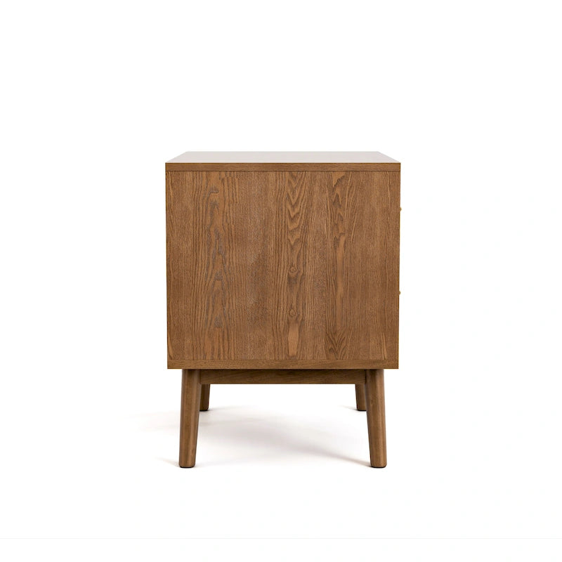 Midcentury Walnut 2-Drawer Nightstand - Wood Bedside Table