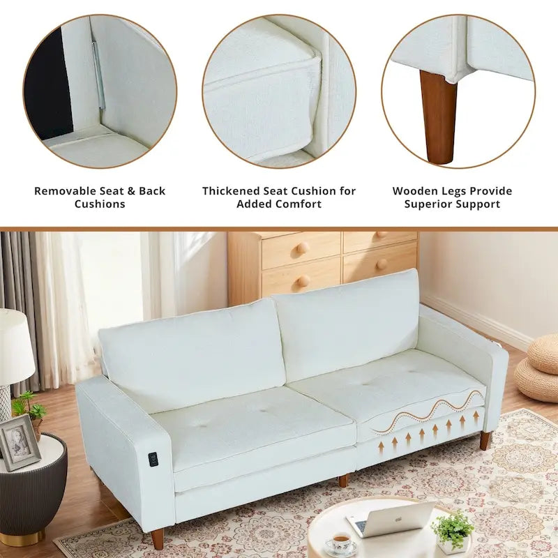 Light Gray Chenille Loveseat for 2-3 People, 82.68W x 31.5D x 33H Inches, 88 lbs