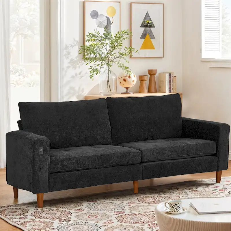 Light Gray Chenille Loveseat for 2-3 People, 82.68W x 31.5D x 33H Inches, 88 lbs