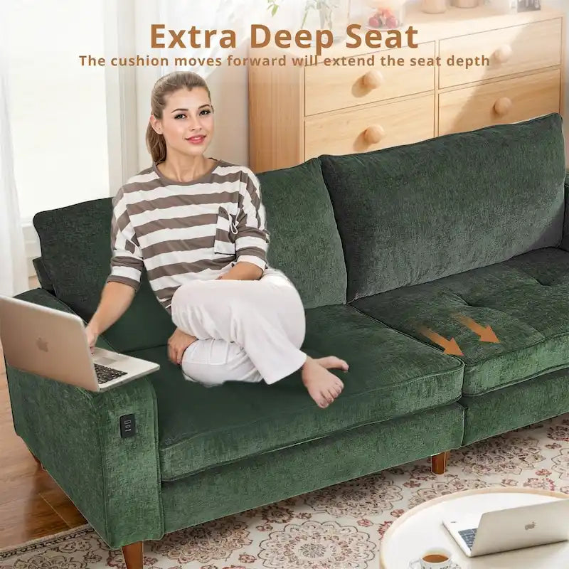 Light Gray Chenille Loveseat for 2-3 People, 82.68W x 31.5D x 33H Inches, 88 lbs