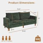 Light Gray Chenille Loveseat for 2-3 People, 82.68W x 31.5D x 33H Inches, 88 lbs