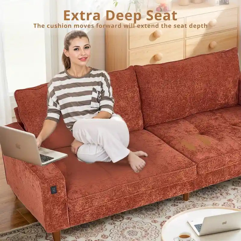 Light Gray Chenille Loveseat for 2-3 People, 82.68W x 31.5D x 33H Inches, 88 lbs