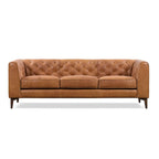 89" Tufted Sofa, Italian Leather with Feather Down Cushions