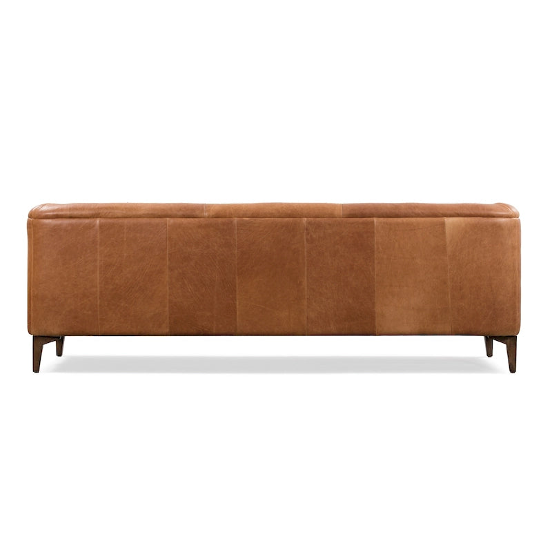 89" Tufted Sofa, Italian Leather with Feather Down Cushions