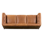 89" Tufted Sofa, Italian Leather with Feather Down Cushions