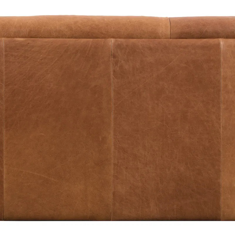 89" Tufted Sofa, Italian Leather with Feather Down Cushions